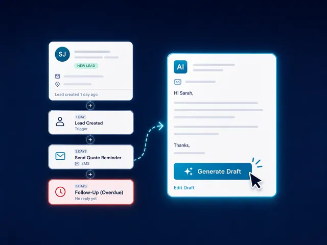 Meet Signexa Smart Follow-Up showing a new lead, timed quote reminder, overdue follow-up, and AI draft.